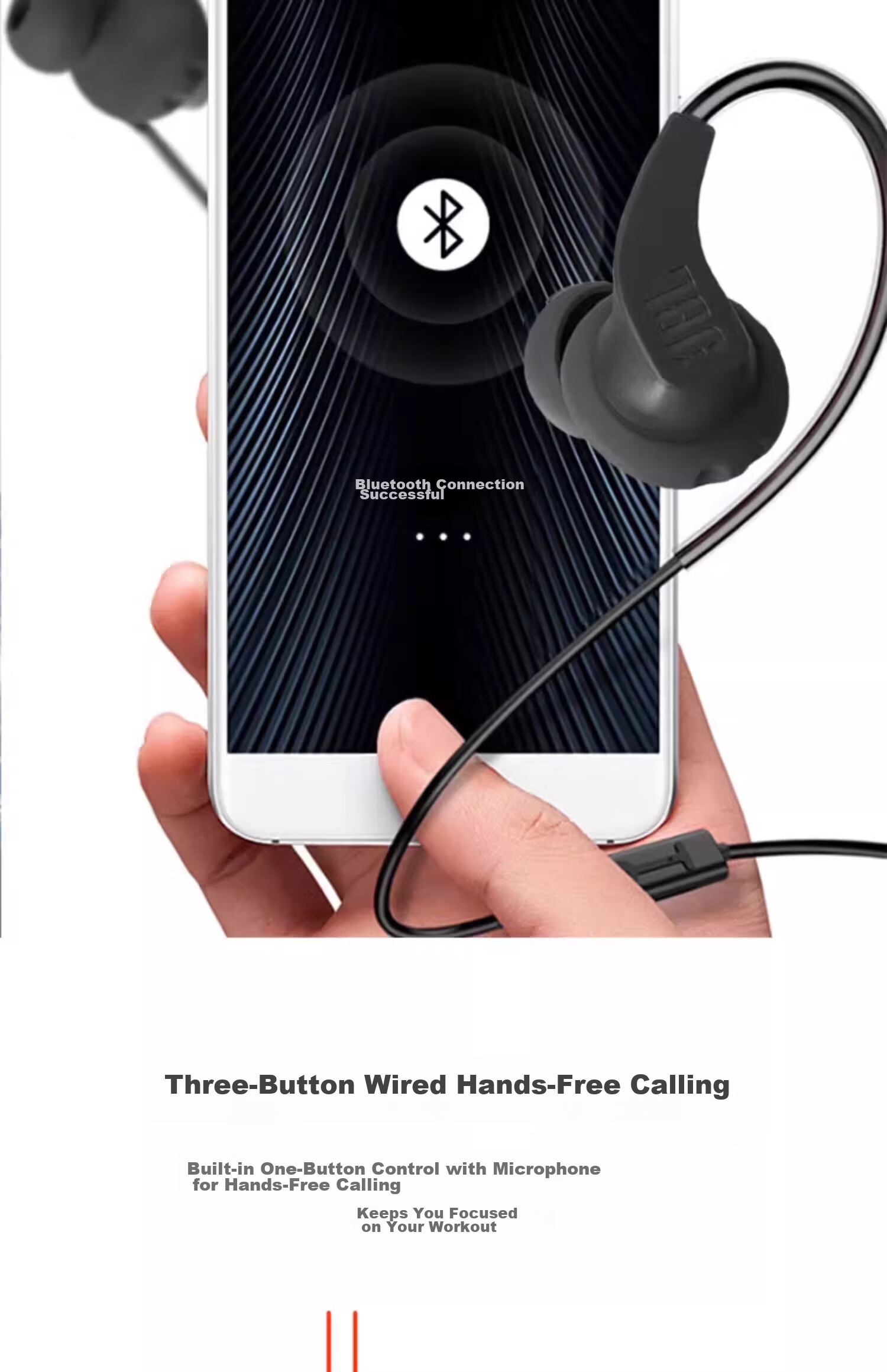 JBL Run2 BT Neckband Wireless Bluetooth Sports Earphones Magnetic Apple Compatible Black 14