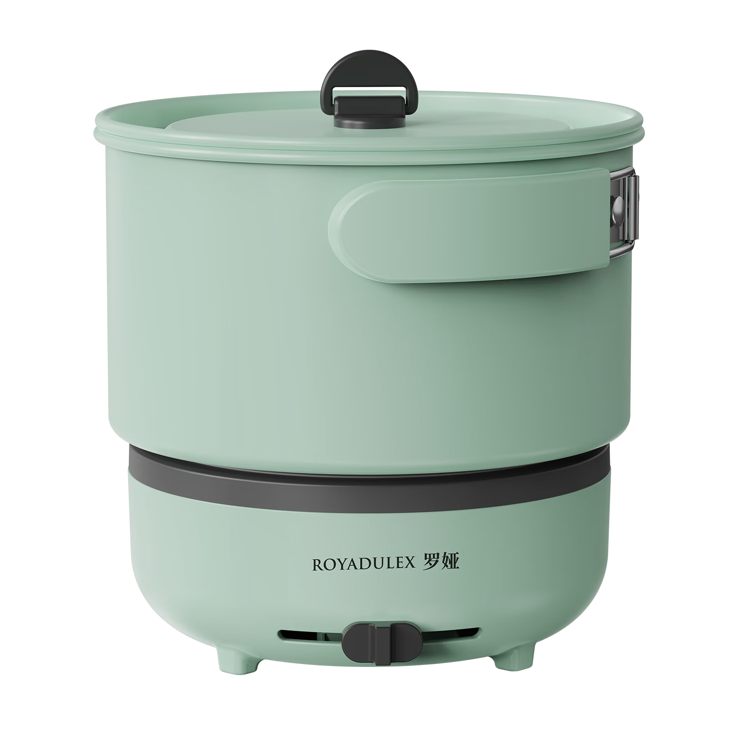 ROYALTY LINE 1000W Foldable Portable Electric Cooking Pot 2L Travel Cooker Small Electric Pot for 1-2 People Detachable Electric Hot Pot Dormitory Multi-Functional Double Pot Set