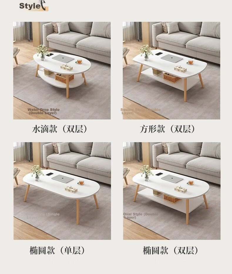 FENJIEXIAN Coffee Table, Living Room Small Tea Table for Compact Spaces, Simple Tea Tray, Double-Layer Tea Stand, Balcony Small Table 9