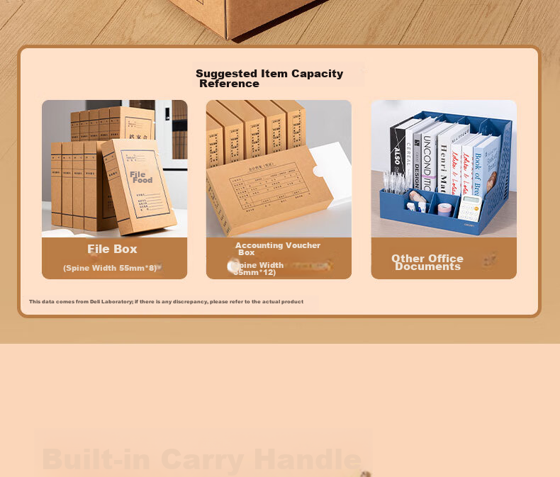 Deli Accounting Voucher Box File Box Three-Layer Thickened Cardboard Box Financial Voucher Invoice Document Storage Box Large Size 5-Pack PA123 5