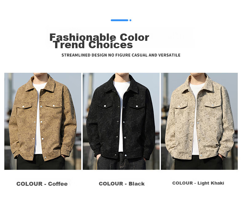 ROMON Men's Spring and Autumn Fashion Lapel Business Casual Jacket Baseball Coat 1703 Coffee 2XL 7