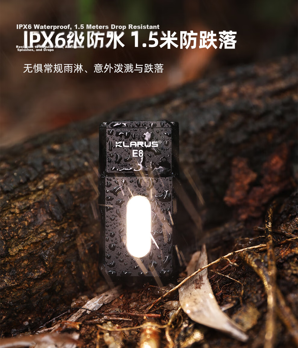 KLARUS Outdoor Camping Flashlight E8 Three-Light Source High-Power LED Rotatable Head EDC Flashlight Portable Mountaineering Lighting 11