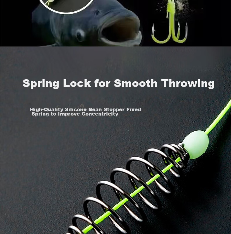 Grsaed Silver Carp Fishing Set No.10 Silver Carp Leader Line Hook Anchor Hook Float Fishing Silver Carp Spring Hook Pre-tied Fish Hook Kit 3