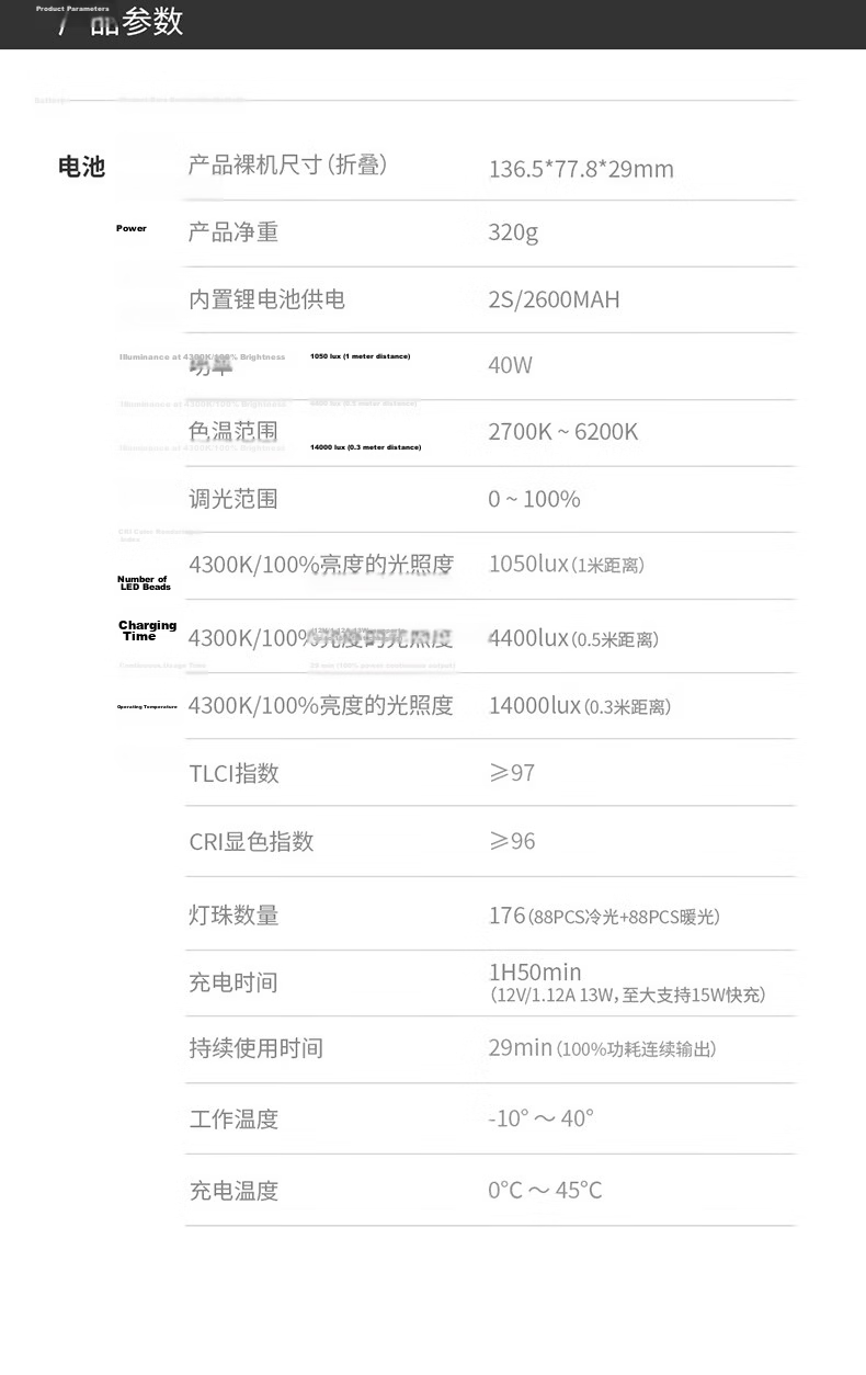 Zhiyun M40SE 40W Bi-Color Cold and Warm High-Brightness Handheld Soft Light Professional Portable Video Live Streaming Photography Indoor Outdoor Portrait Hair Pocket Light 17