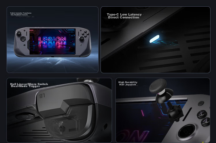 Lenovo Legion Y700 5th Gen Tablet Custom Gaming Controller G9 2026 Wired Direct Connection Ultra-Low Latency Linear Trigger Carbon Crystal Gray 2