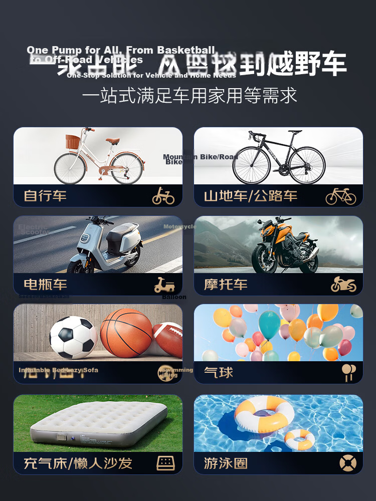 JD Jingzao Car Air Compressor Tire Inflator Tire Pressure Monitor for Cars, Electric Vehicles, Bicycles, Motorcycles, Electric Scooters, Basketball 5