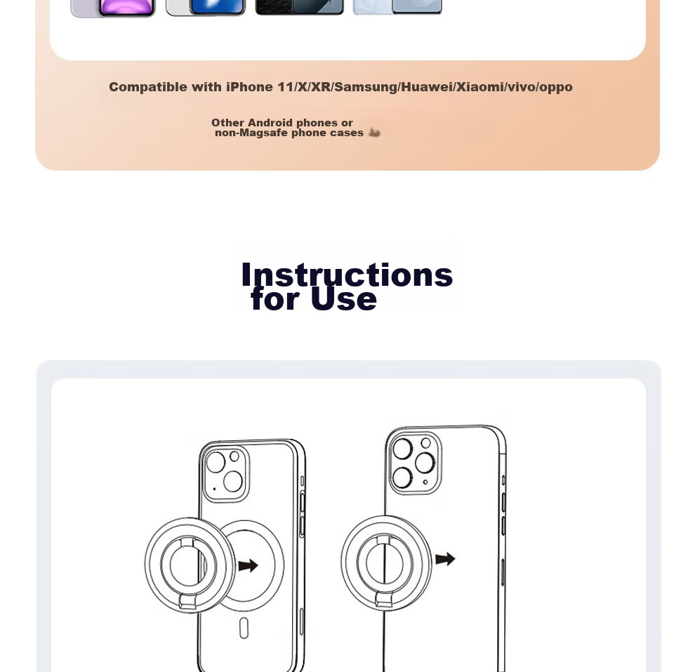 Jingxuan JD Self-Owned Brand Double Ring Magnetic Phone Holder White Double-Sided Ring Buckle MagSafe Back Sticker New Apple 16/17 Tablet Car Desktop Portable Shooting 12