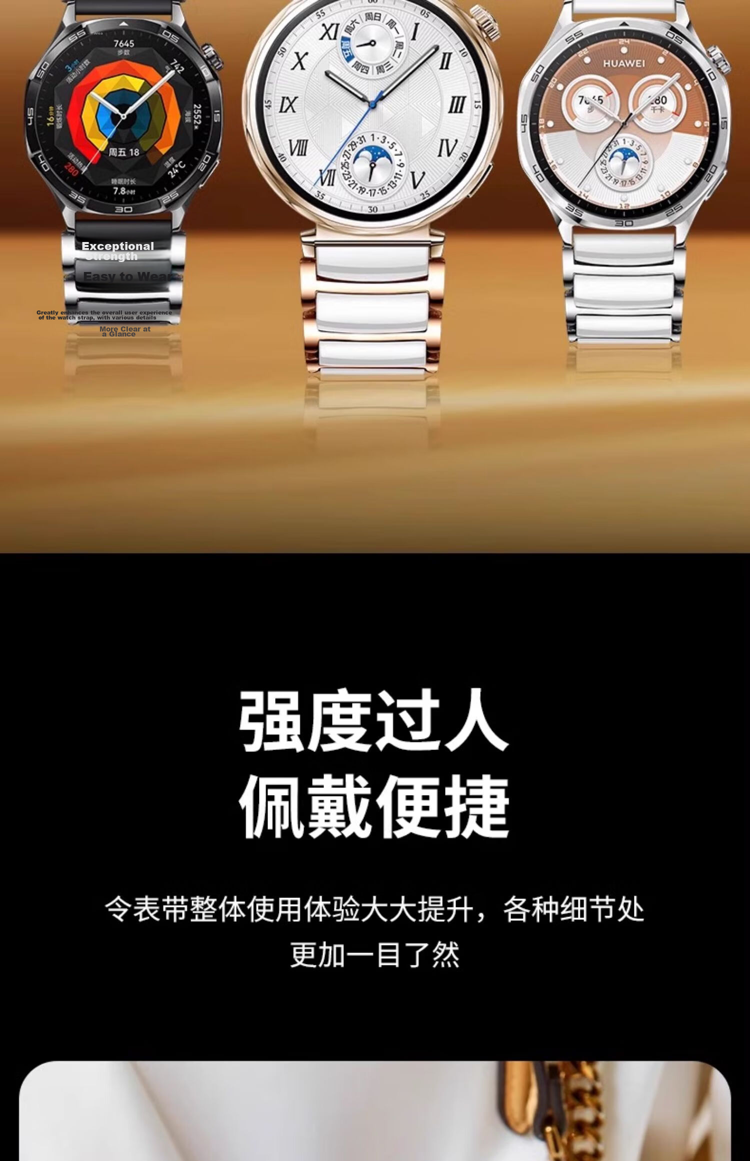Watchbond Ceramic Strap for Huawei Watch GT5 Pro, GT7/6, Watch5, GT5, GT4 Women's 41/42mm Smart Sports 18mm Premium Fashion Watch Band 10