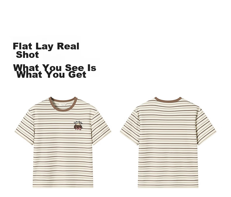 TonLion 2026 Summer New Women's Short Sleeve T-Shirt Casual High-End Summer Striped Loose Top 2