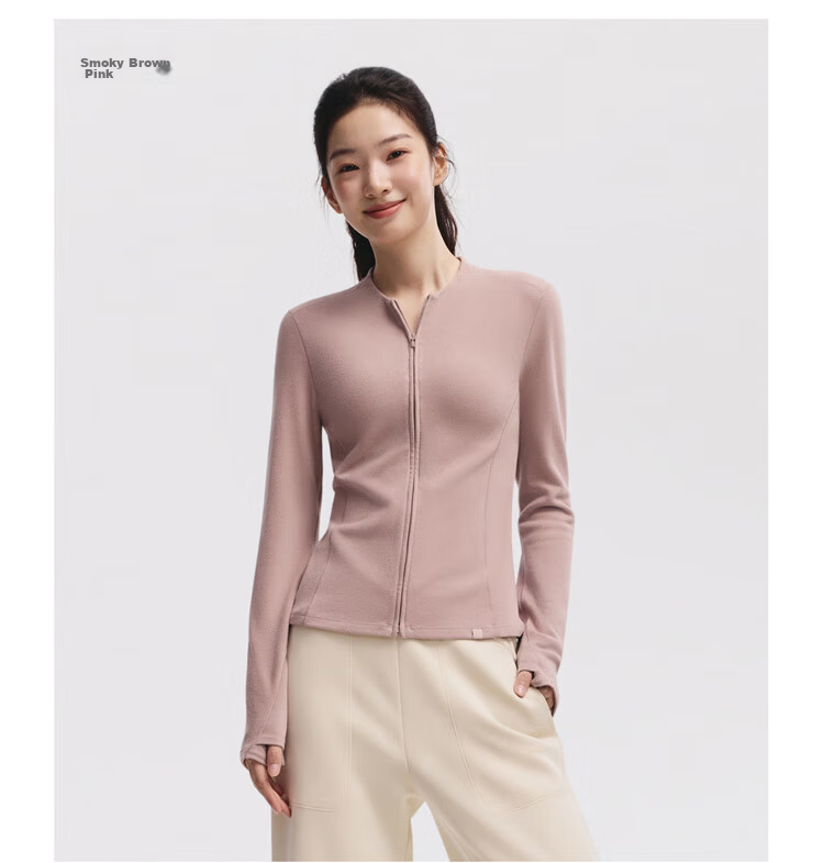 Beneunder Fleece Double Zipper Jacket Women Slim Fit Stretch Long Sleeve Skin-friendly Base Layer PM007 37