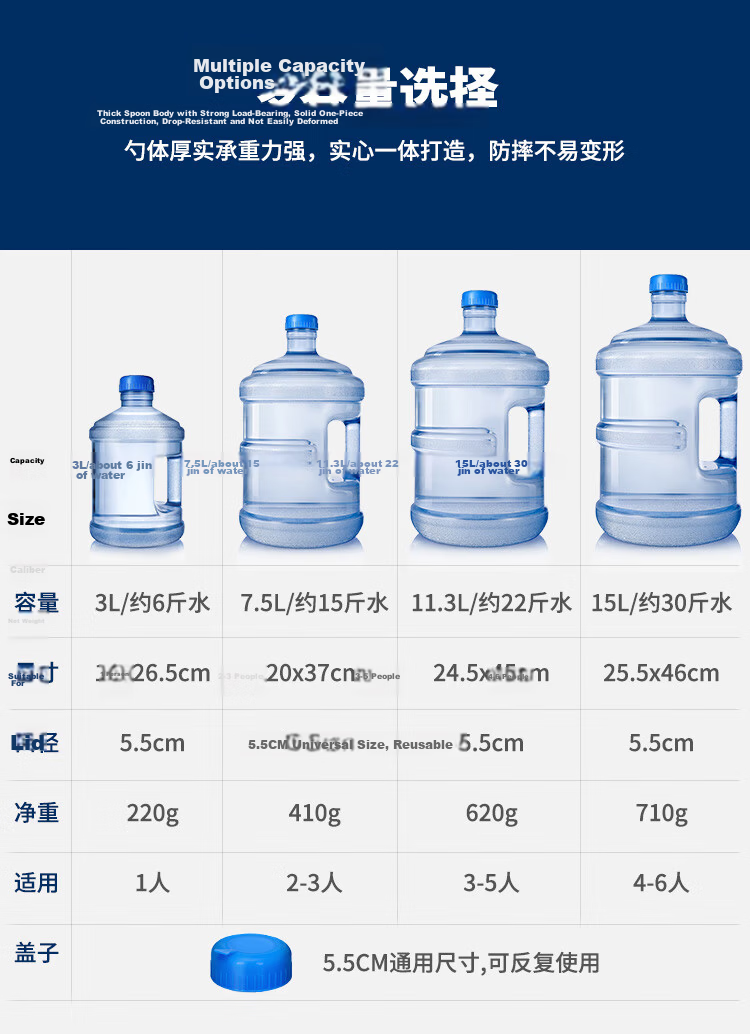 MAXCOOK Pure Water Bucket Mineral Water Bucket 7.5L Plastic Water Dispenser Portable Outdoor Bucket MCX1900 13