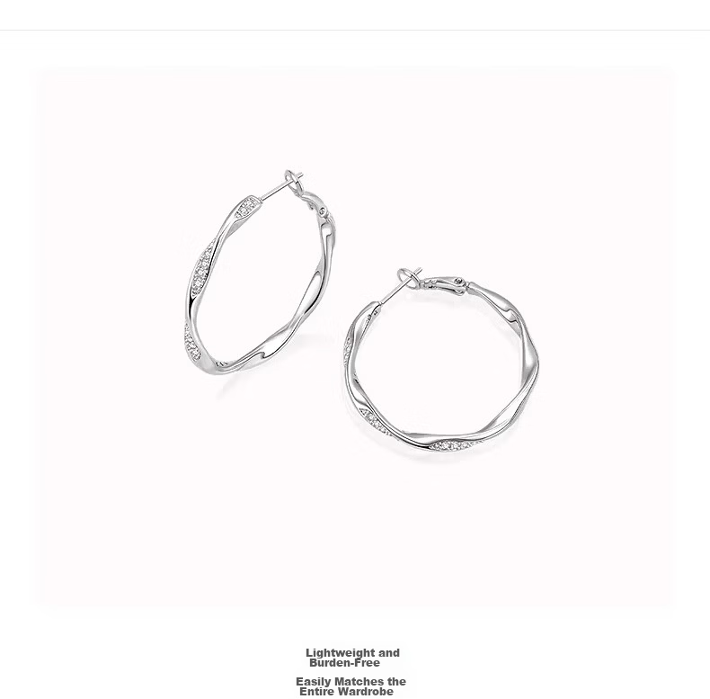 AJIDOU Women's Mobius Plain Hoop Earrings, Niche Luxury Bestseller, Versatile Office Wear, New Year Gift 3
