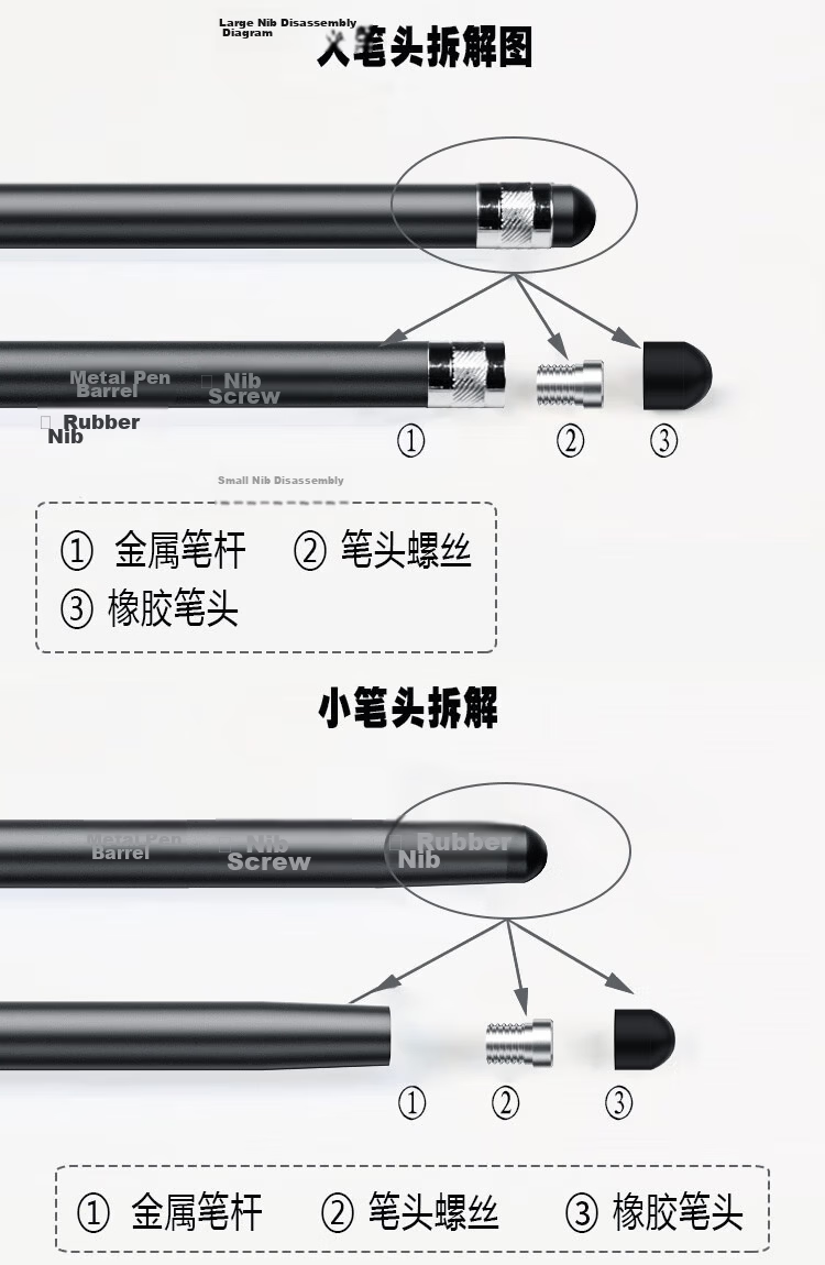 LinkStone IPad Capacitive Stylus, Mobile Touch Pen, Dual-Purpose Touchscreen Pen, Tablet Drawing, Universal Huawei Android Microsoft Surface Writing Stylus, Silver P103C 11