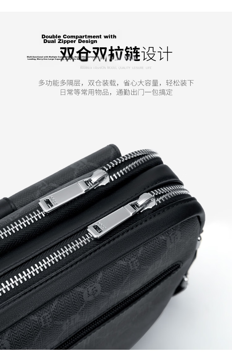 GOLF GOLF Men's Large Capacity Fashion Printed Single Shoulder Bag, Vertical Style, Suitable for iPad and Mobile Phone, Business Casual Small Square Bag, Men's Crossbody Bag, 5I798466J Gray with Black 8