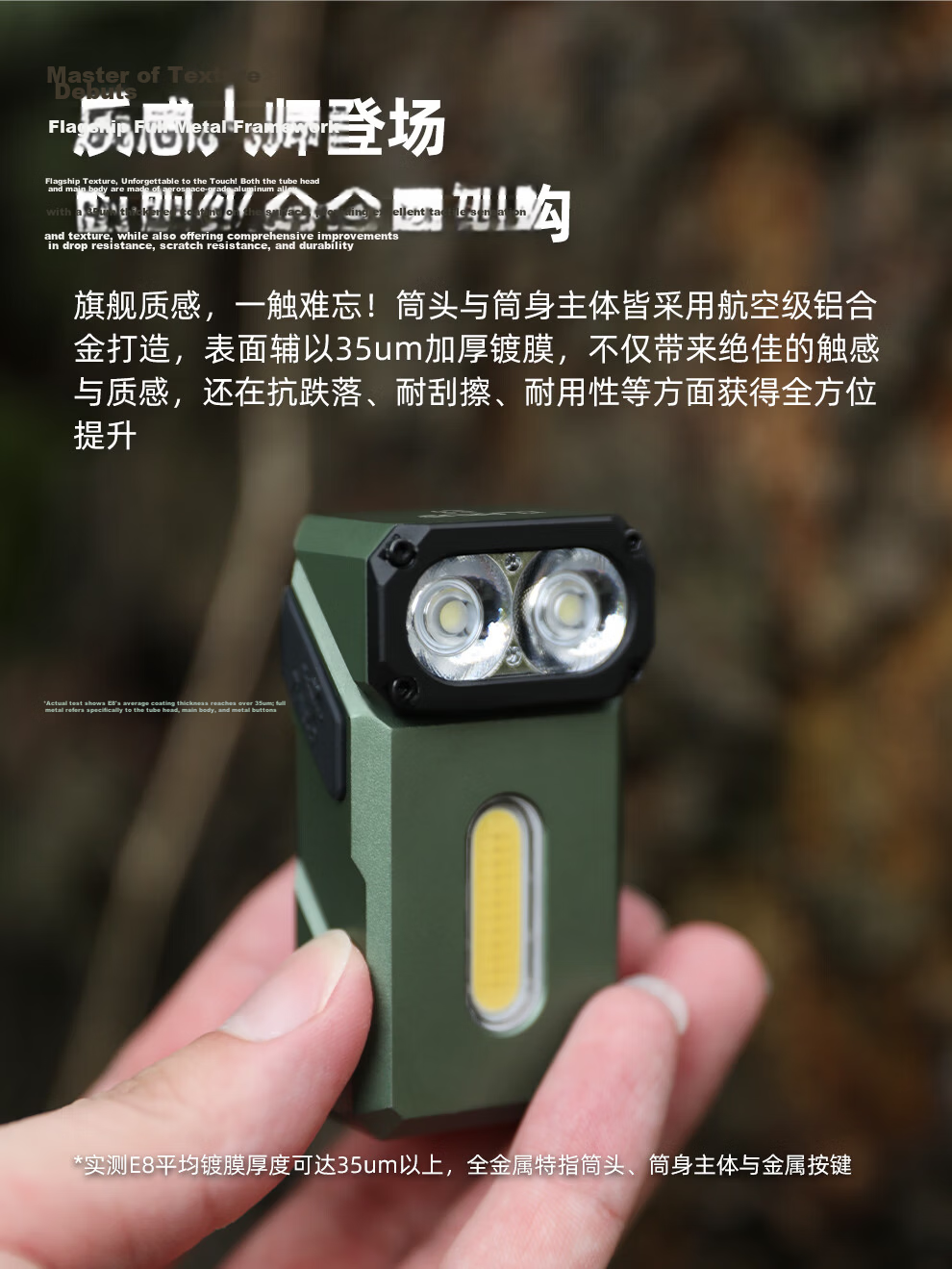 KLARUS Outdoor Camping Flashlight E8 Three-Light Source High-Power LED Rotatable Head EDC Flashlight Portable Mountaineering Lighting 8