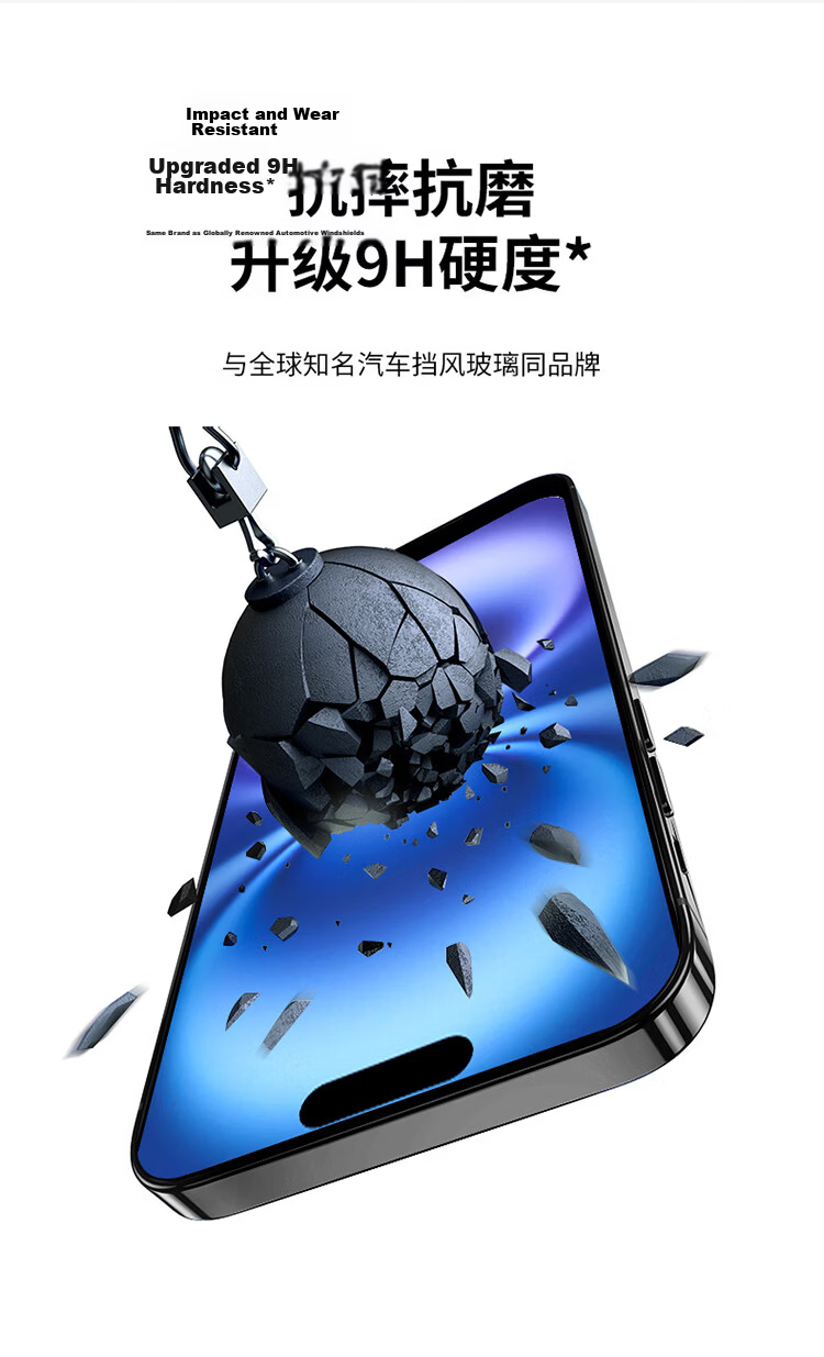 BELKIN Apple 16Plus Tempered Glass Screen Protector iPhone 16Plus/15Plus Compatible with Apple 14 Pro Max Phone Film Asahi Antibacterial Material OVA136 7