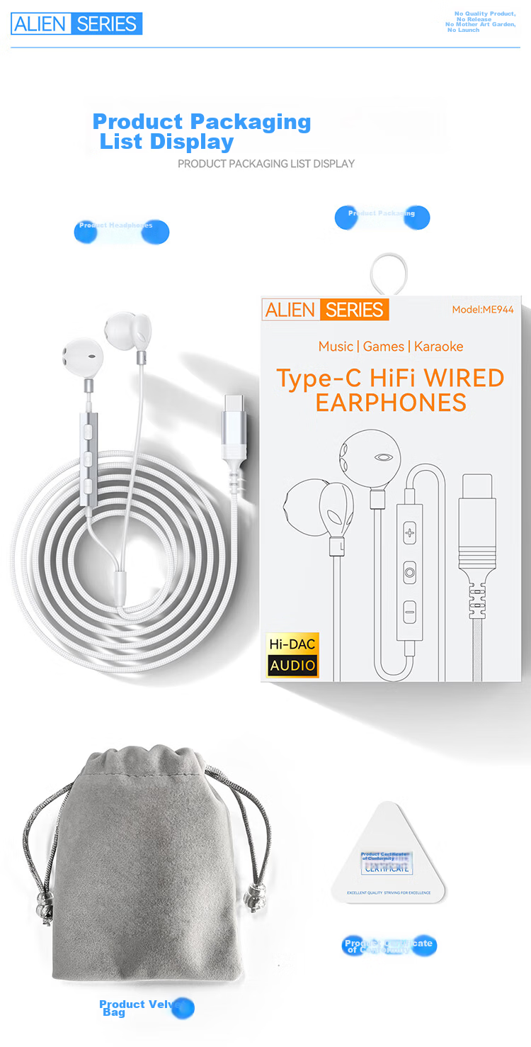 DOOSEYUON [2025 Alien Edition] Apple Wired Earphones Type-C Compatible with IPhone 17 Plus, 16, 15 Pro Max, IPad Pro, Huawei Nova 13 19