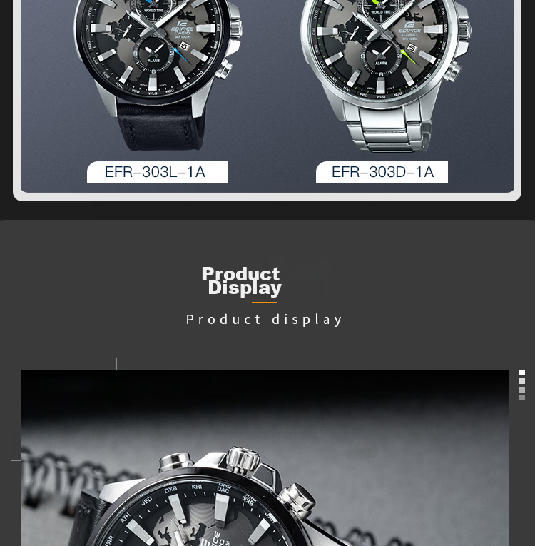CASIO Men's Watch, EDIFICE Earth Heart Quartz Exam Japanese And Korean Style, Gift for Boyfriend, EFR-303DB 9