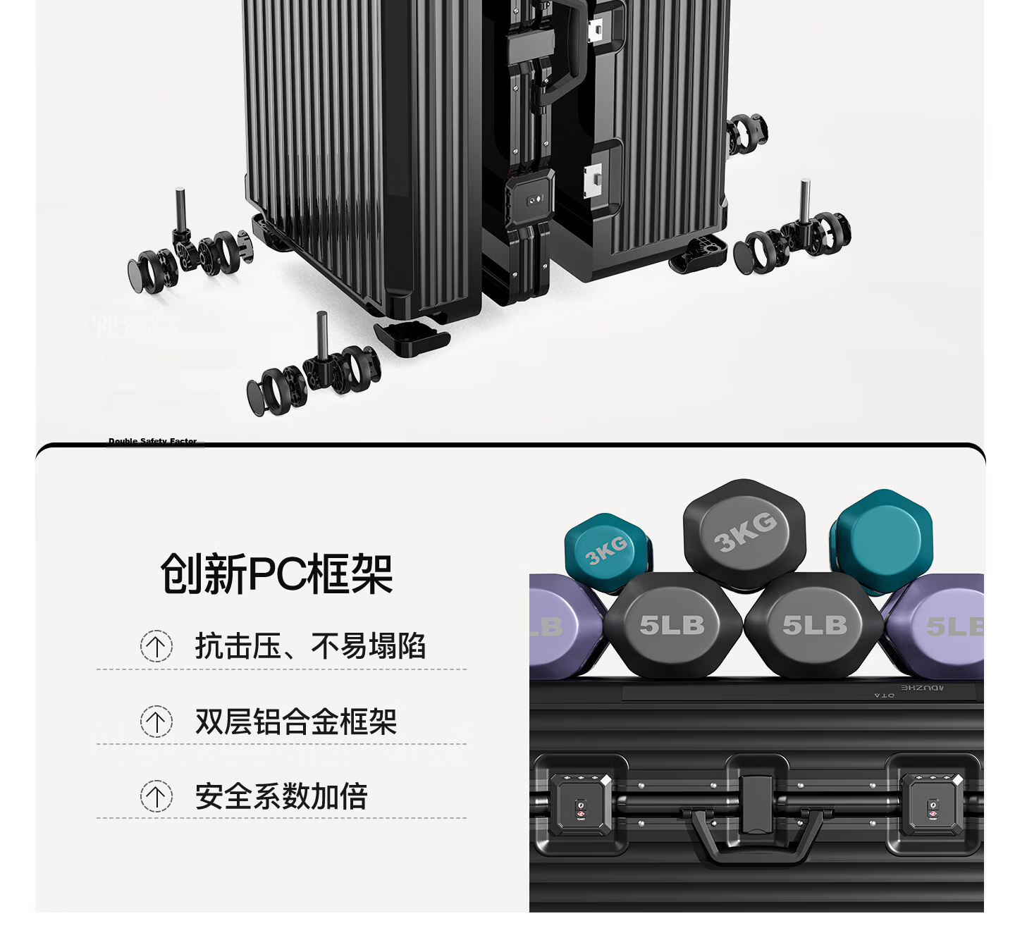 DTA Luggage Suitcase for Men And Women, Extra Large Capacity, Carry-On Travel Trolley Case, Student Password Lock Suitcase, Gunmetal Gray, 26 Inches 10