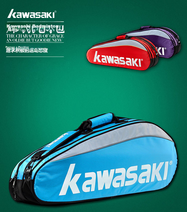 KAWASAKI Badminton Bag, Shoulder Bag, Tennis Bag for Men And Women, Separate Shoe Compartment, Racket Bag, Model 8327, Blue And Red 1
