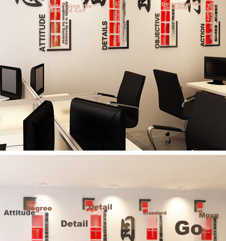 Aimohui Company Office Decoration Motivational Wall Sticker with Attitude And Detail Slogan, Self-Adhesive, 3.5*1.29 Meters 5