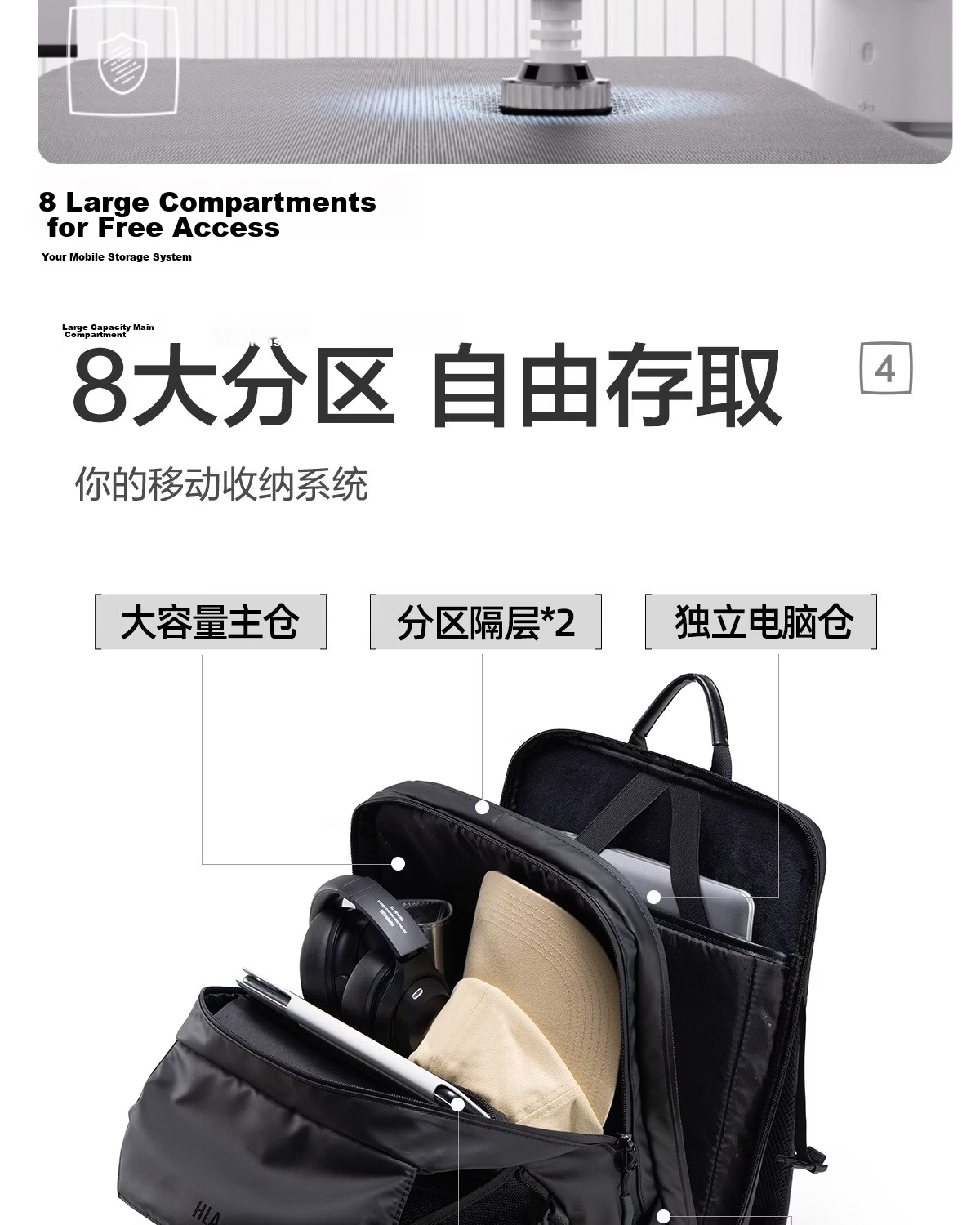 HLA Men's Backpack Business Travel Commuter Large Capacity Laptop Bag Sports Bag 2026 New Model 9