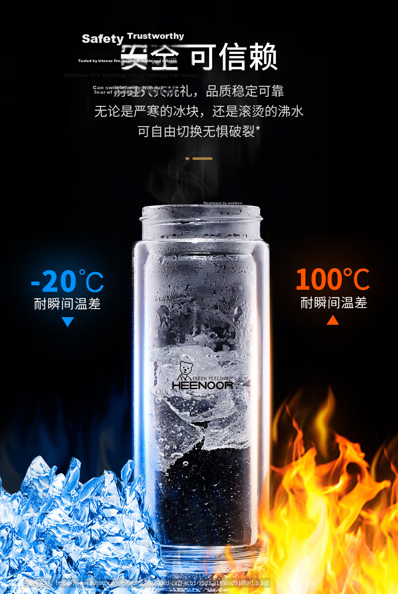 Heenoor Double-Layer Glass Cup for Men, Home And Office Use, Tea Infuser Mug, Car Water Filter Cup, Mid-Autumn Festival Gift XN-9301 6