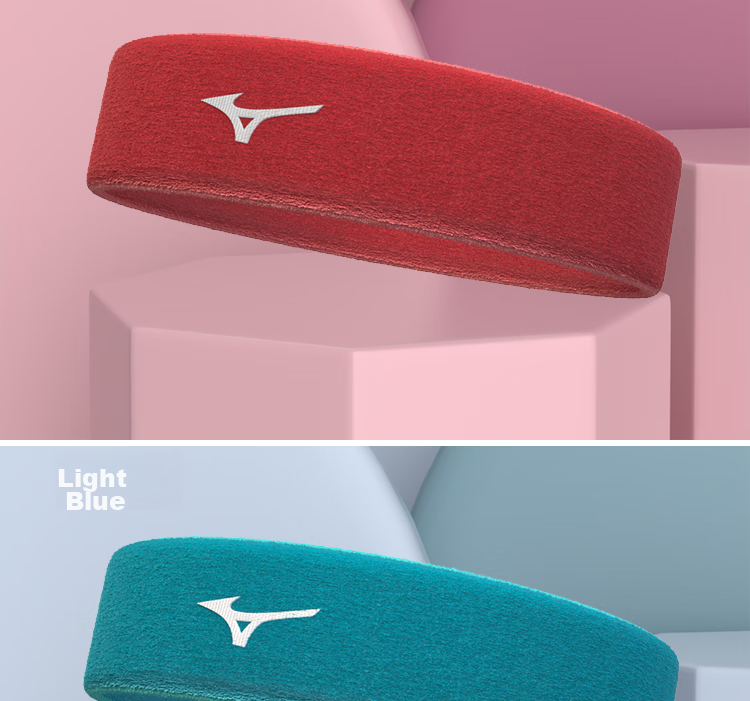 MIZUNO Sports Headband for Men And Women, Running Basketball Fitness Sweat-Absorbing Breathable Headband 006-29 Light Blue Single Band 14