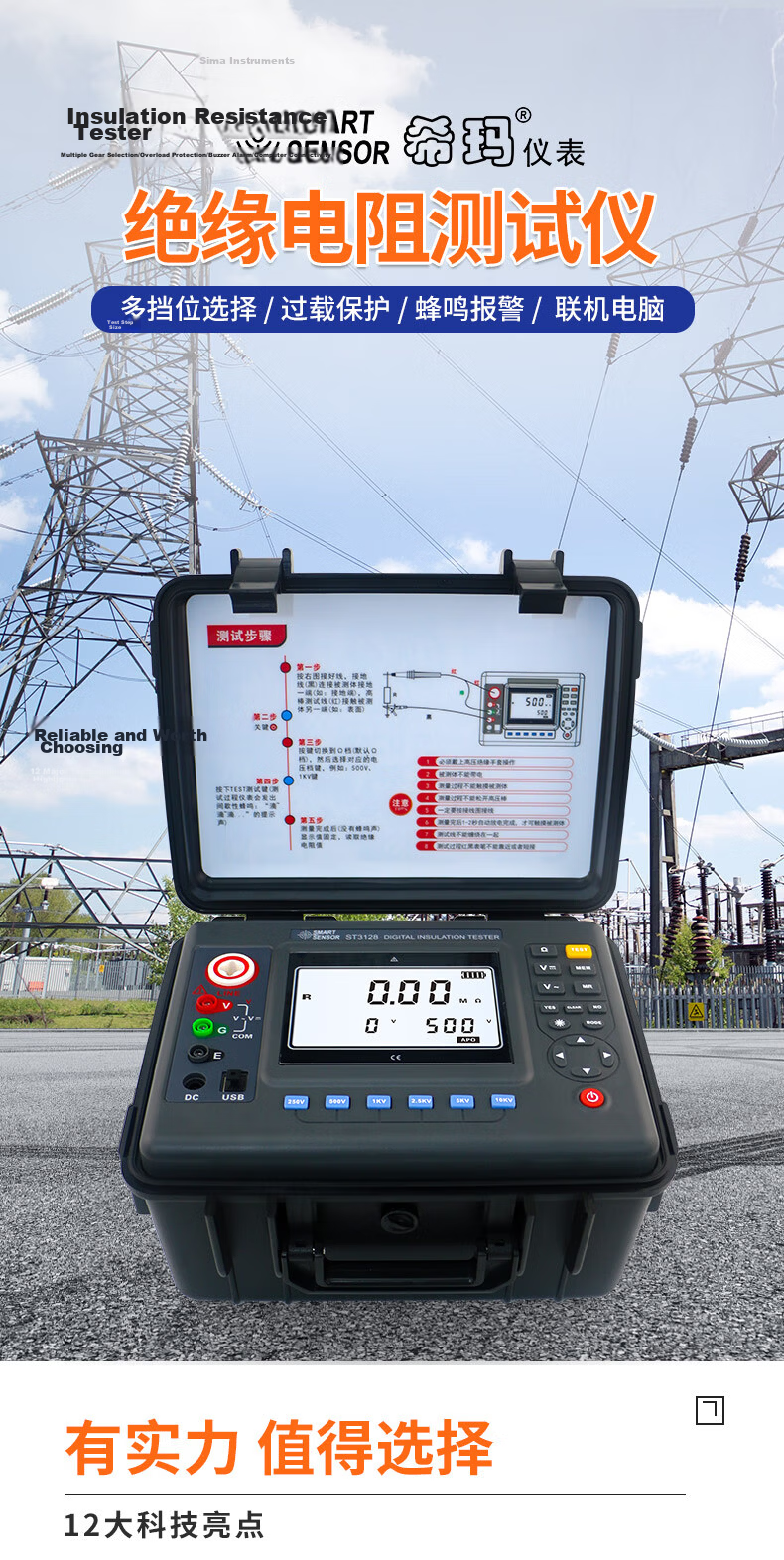 CEM Megohmmeter Insulation Resistance Tester Digital High Resistance Meter 5000V High Voltage Megger AR3125 1