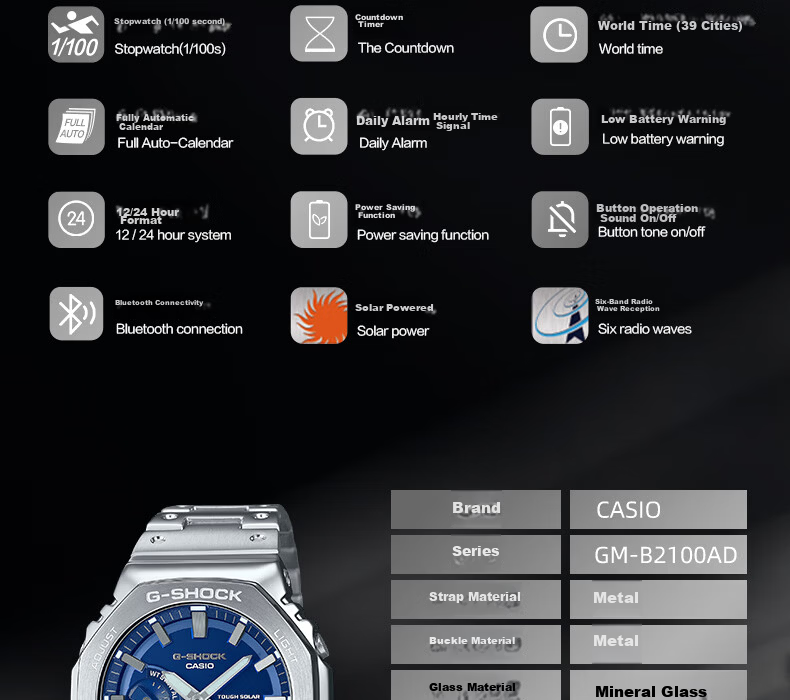 Casio Men's G-SHOCK Classic Small Square Small Silver Block Digital Watch, Japanese/Korean Style Gift Box Edition GMW-B5000D 16