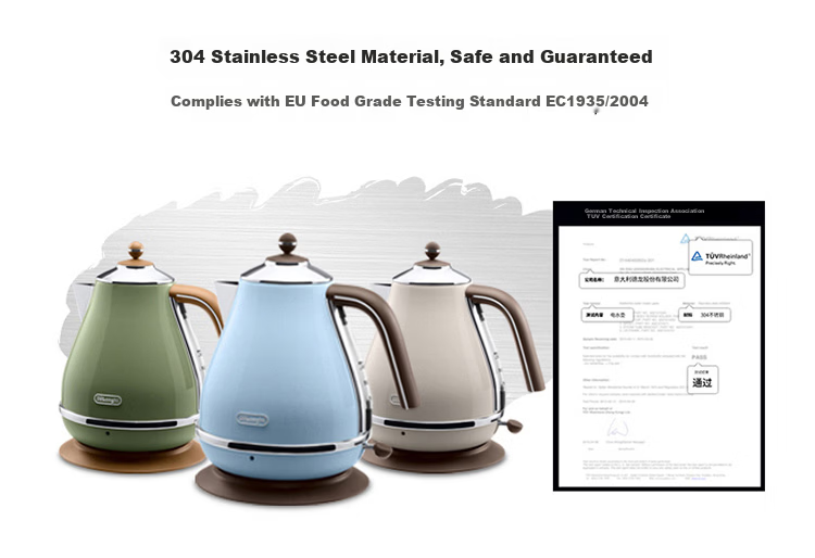 Delonghi Electric Kettle Home Retro 304 Stainless Steel Boiling Kettle Anti-Dry Burn High Power 1.7L Kettle KBO2001.VGR Olive Green Gift 5