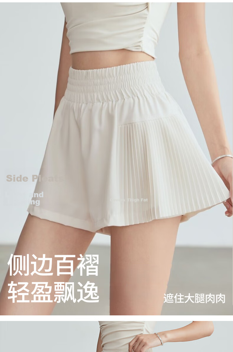 Free Style Women's Summer Sports Shorts Loose Breathable Fake Two-Piece Anti-Exposure Running Fitness Three-Quarter Tennis Yoga Pants 4
