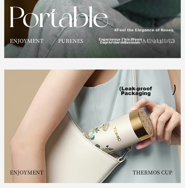 TOMIC Pure Titanium Antibacterial Insulated Water Bottle Van Gogh Collaboration Portable Outdoor Car Travel Pocket Cup Teacher's Day Gift 15