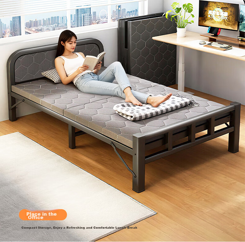 Quanpinwu (No Installation) Folding Single Bed Nap Bed Home Hospital Care Sponge Mattress Camp Bed 16
