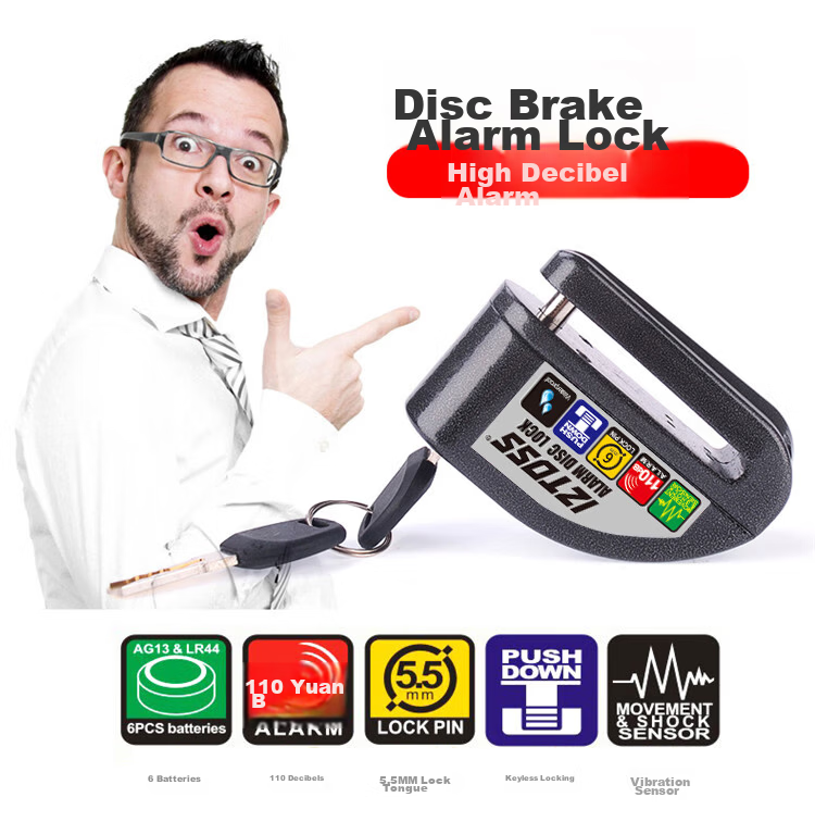 IZTOSS Disc Brake Alarm Motorcycle Anti-Theft Lock Waterproof Black Electric Vehicle Battery Bicycle Lock 3