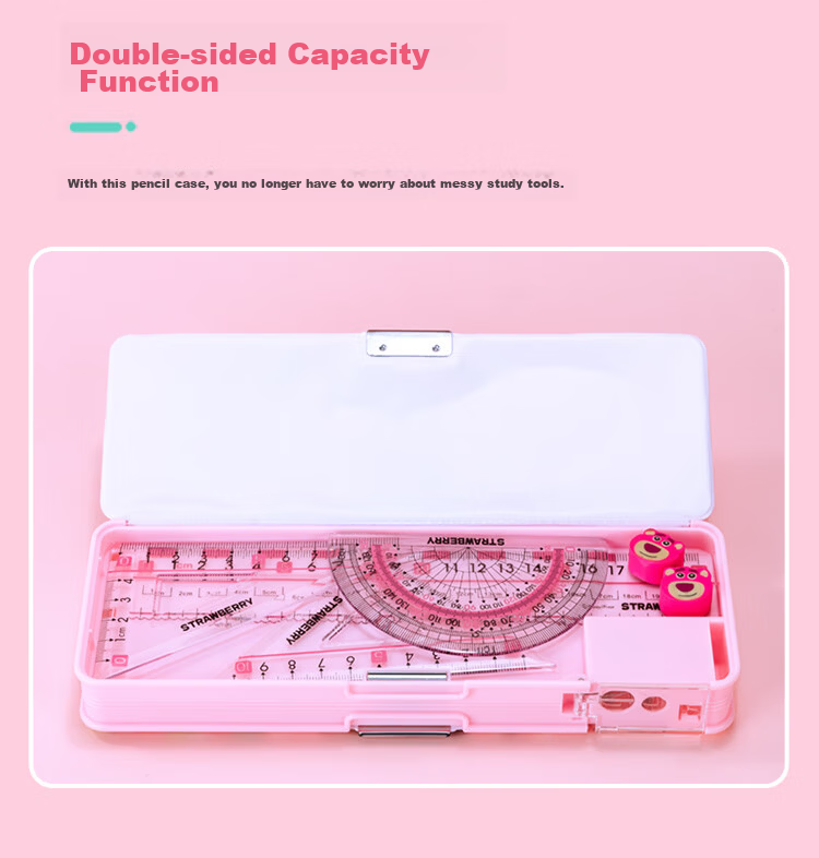 Disney Elementary School Stationery Box Multifunctional Plastic Pencil Case with Sharpener Children's Birthday Gift Double-Sided Large Capacity Pencil Box Elsa Princess Back-to-School Gift 4