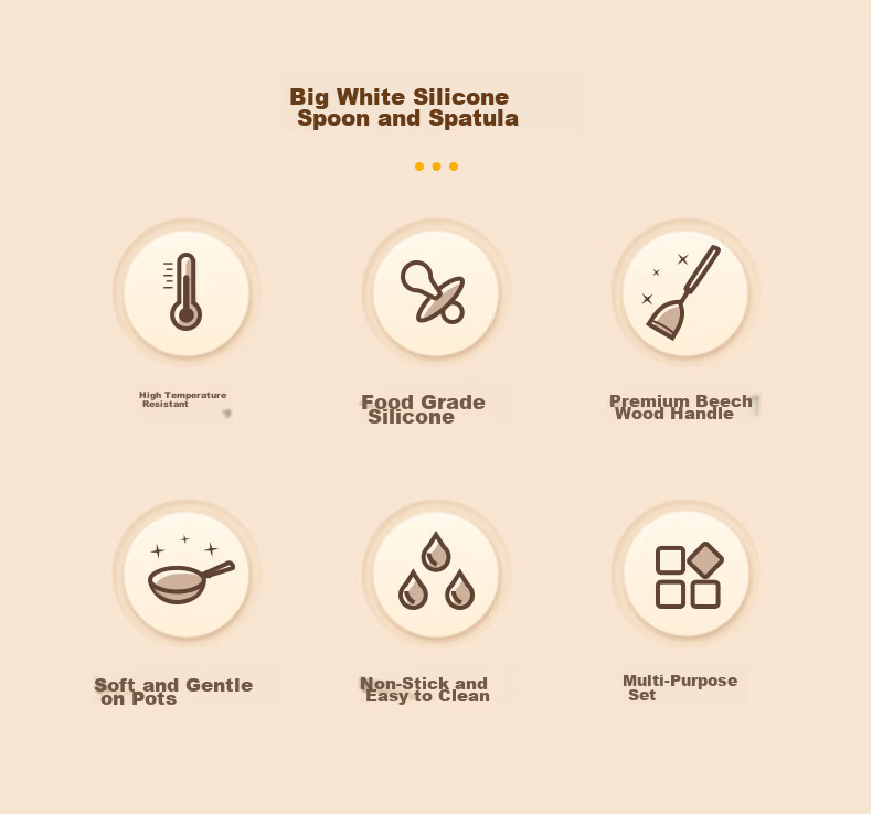 Chuida Huang Silicone Spatula and Spoon Set with Wooden Handles, Non-Stick Pan, Wok, Frying Pan, and Skillet Special Spatula, Spoon, Strainer, and Food Tongs 4-Piece Set 2