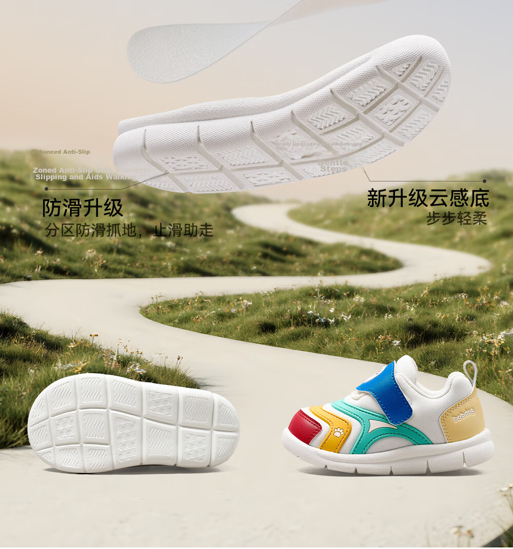Bobdog Toddler Baby Walking Sandals Soft Sole Breathable Non-slip Infant Children's Shoes White Blue Size 22 5