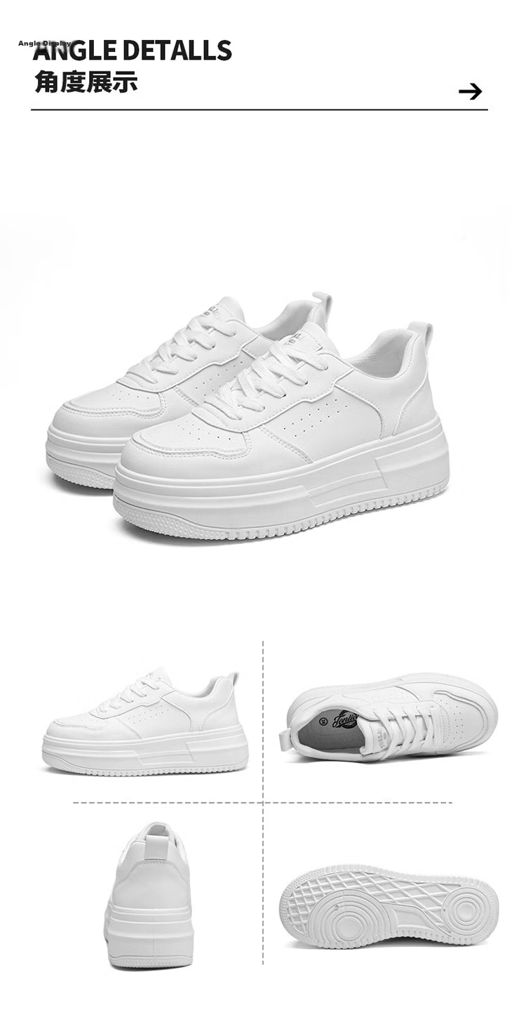 TonLion Women's Shoes, Summer Thick-Soled Breathable White Sneakers, Ladies Casual Shoes, Female Student Sports Skateboard Shoes, White, Size 37 13