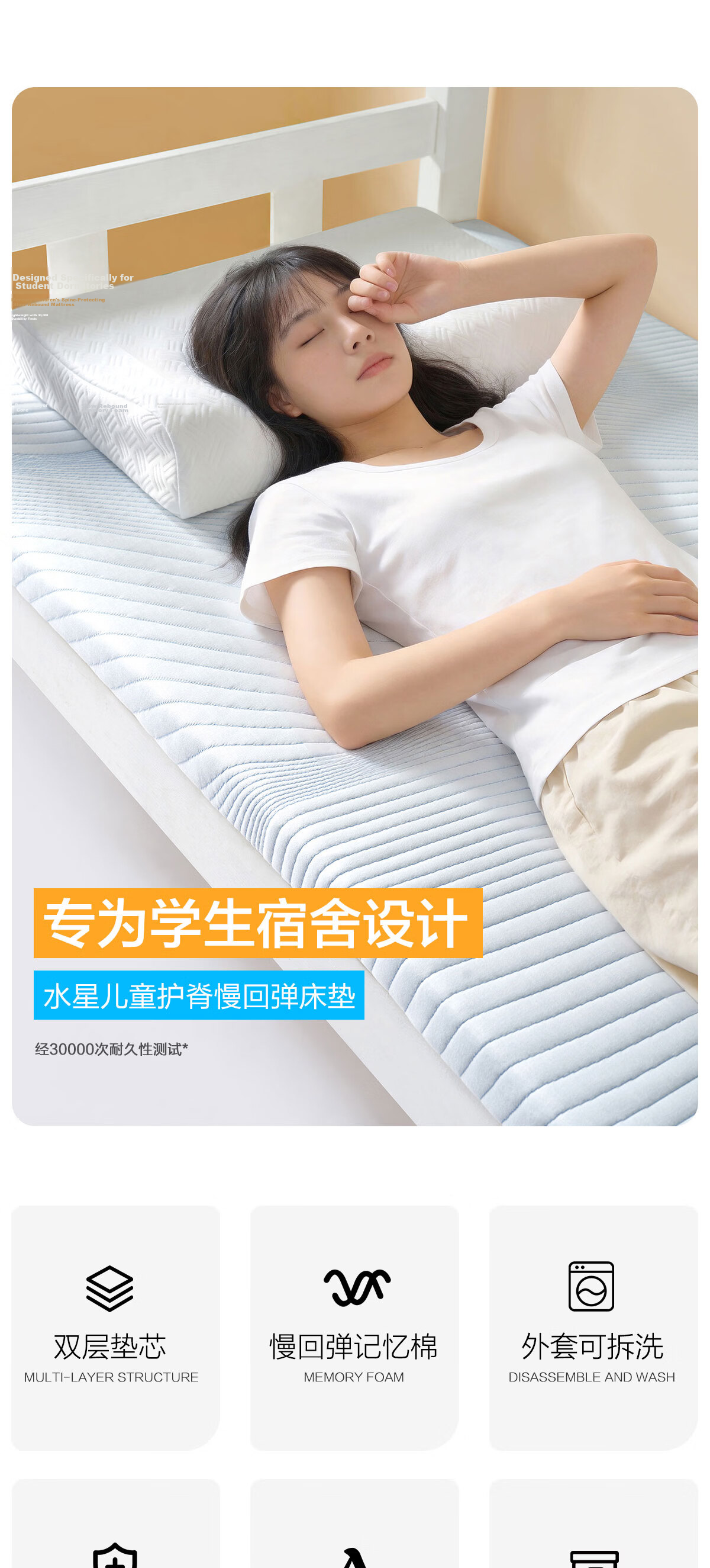 Shuixingjiafang Memory Foam Mattress for Student Dormitory Single Bed, Thickened Soft Mattress with Slow Rebound, Tatami Mat, 1.2x2 Meters 1