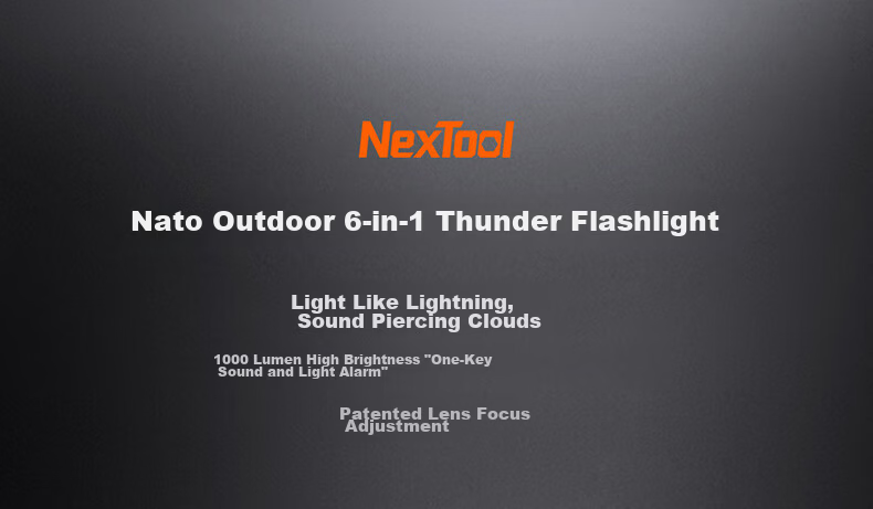 NexTool Outdoor Home Thunder Six-in-One Multifunctional High-Power Flashlight Zoomable Long-Range LED Emergency Light Type-C 1