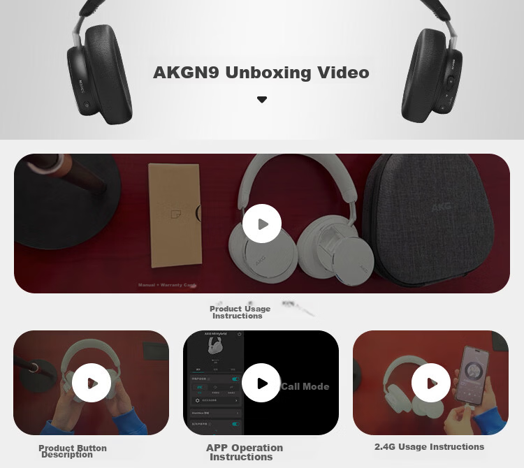 AKG N9 Flagship Sound Quality Over-Ear Wireless Noise-Cancelling Bluetooth Headphones 2.4G Quad-Mode Gaming Esports Music HiFi Compatible with Apple Huawei Black 3