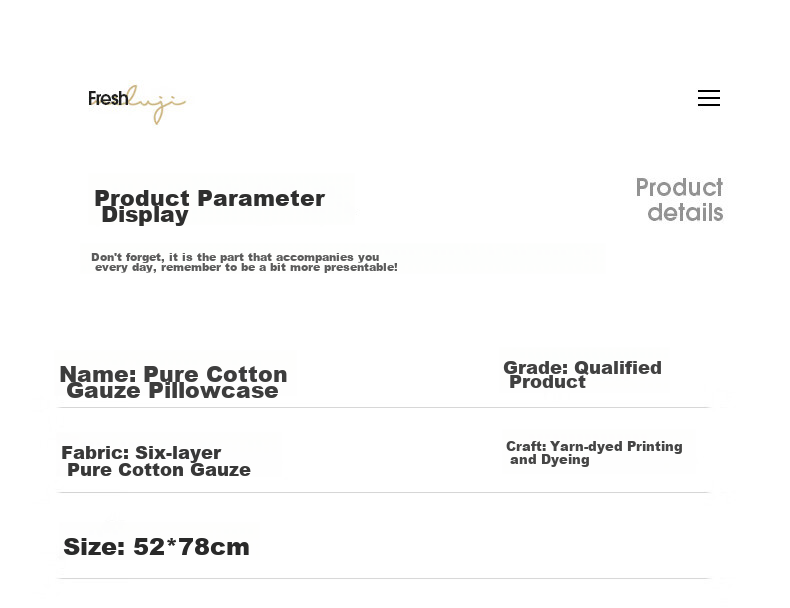 MUJI A-Class 100% Cotton Four-Layer Gauze Pillowcase Summer Pure Cotton Anti-Slip Pillow Cover Pair 52x78cm 5