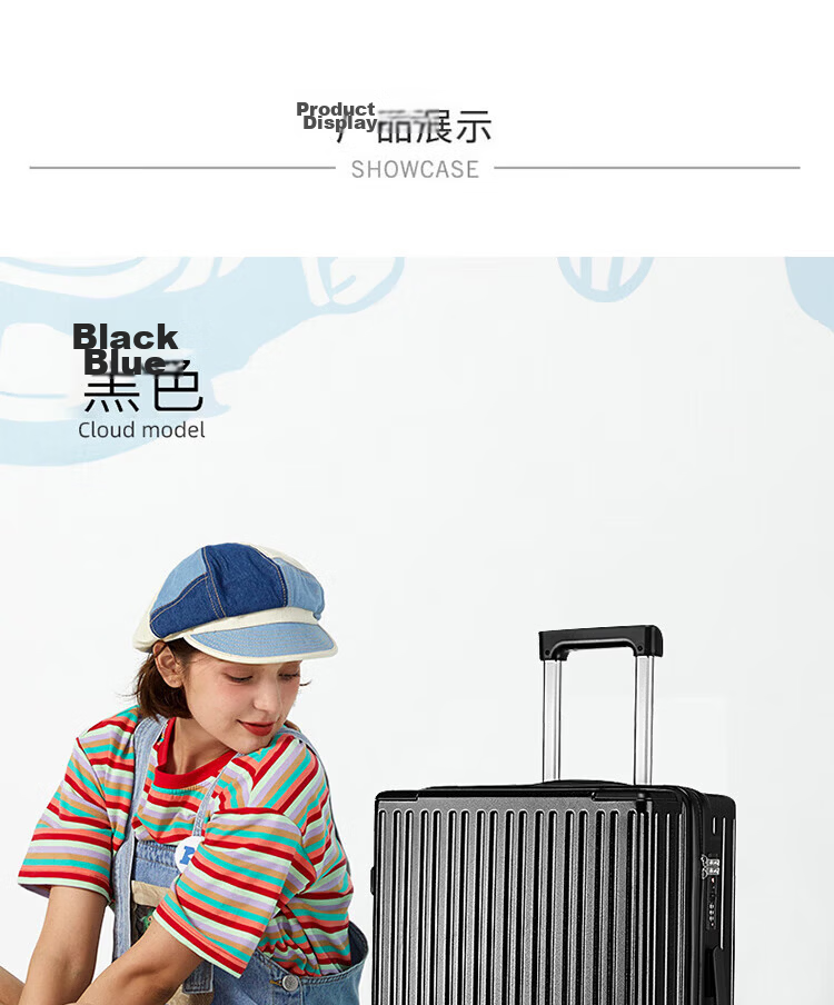 Paul Frank Suitcase, Men's Travel Luggage, 26-Inch Trolley Case, Women's Quiet Spinner Wheels, Leather Case, Large Capacity, Zipper Lock 14