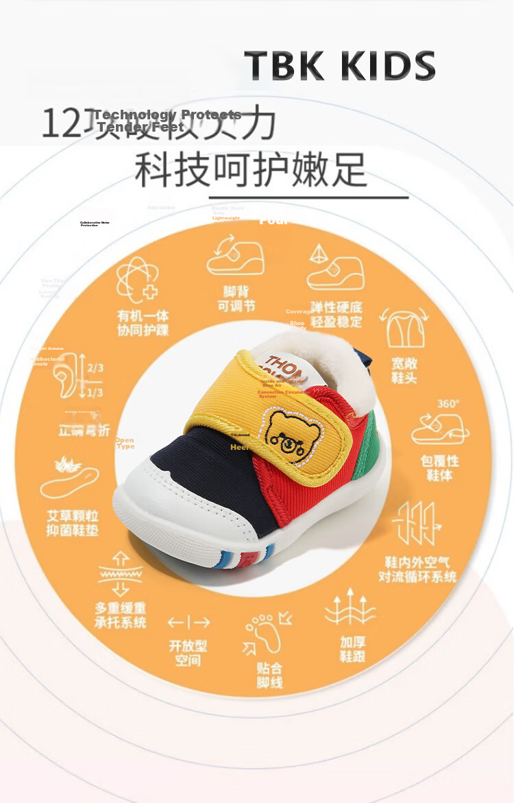 ThomBaker Infant Walking Shoes Spring And Autumn Style, Girls Soft-Soled Shoes, Boys Functional Shoes, Baby And Toddler Footwear, Navy Blue Bear, Size 19 15