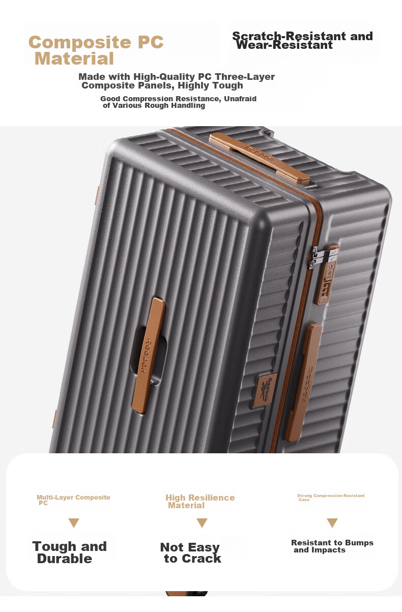 Reebok Suitcase, PC Trolley Case, Multifunctional Large Capacity Travel Luggage, Password Lock Suitcase, Leather Case, Hao Kong Bai 24 Inches 12