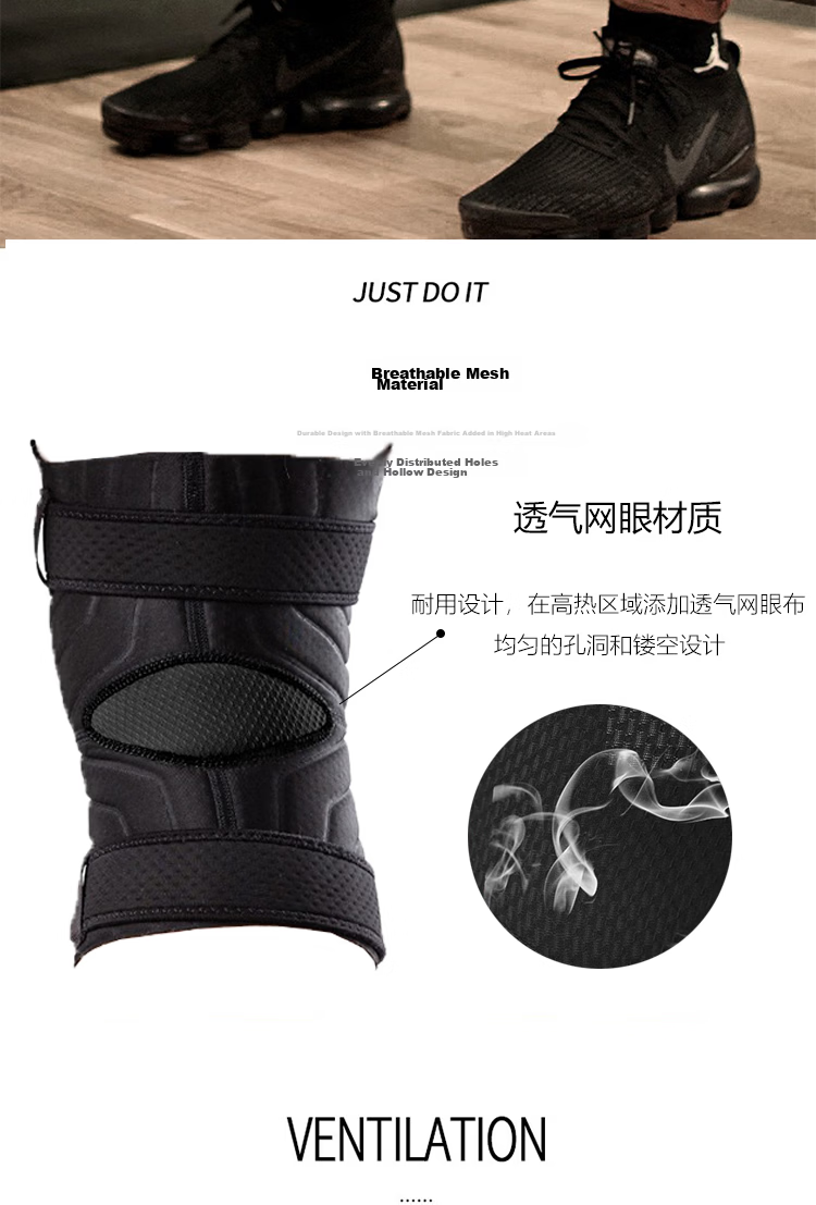NIKE Professional Sports Knee Brace for Basketball, Badminton, Running, Hiking, Meniscus Protection N1000672010L Single Piece 4
