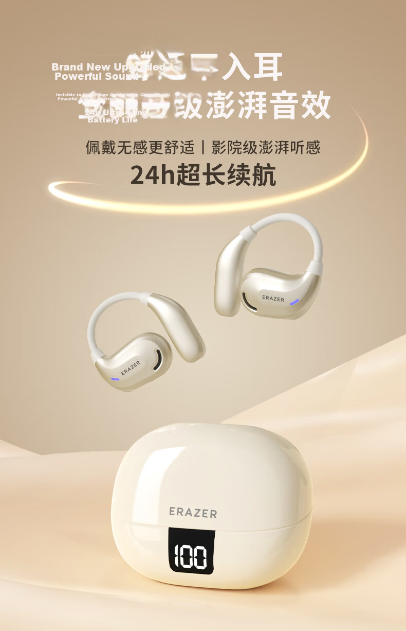 Lenovo Invests in Brand Yinengzhe LED Digital Bone Conduction Concept Headphones, Open-Style Sports Long Battery Life Directional Sound Transmission ENC HD Calling, Digital Display Power Level | Iron Gray 2
