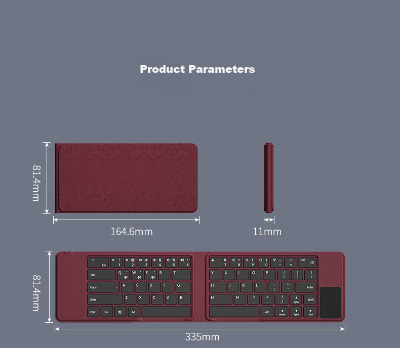 B.O.W Hangshi HB168 [Huawei DFH Brand Authorized] Foldable Silent Bluetooth Rechargeable Keyboard Wireless Portable 64-Key Keyboard for Mobile Phones, Laptops, and Tablets Black 19