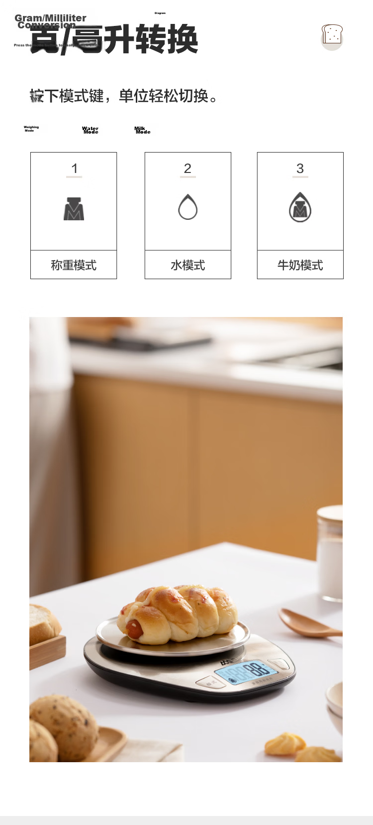 Xiangshan Digital Kitchen Scale Coffee Food Baking Scale LCD Backlit Display 0.1g High Precision 9